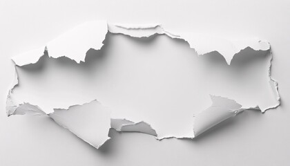 The illustration shows a piece of white paper with the edges ripped to create a rectangular opening in the middle, revealing a plain white background.
