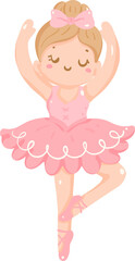 Pink Ballerina Illustration, Cute Ballet Dancer Clipart, Nutcracker Christmas Ballet Graphic, Kawaii Dance Girl PNG
