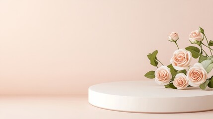 Pink Rose Background E-commerce Product Exhibition Stand