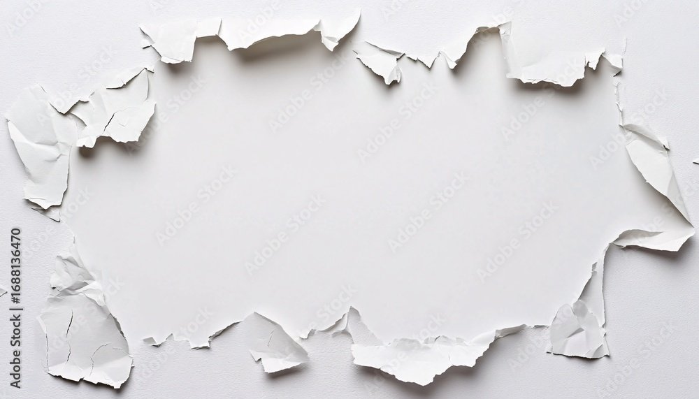 Poster the image shows a rectangular area where white paint has peeled away from a white wall, creating a f