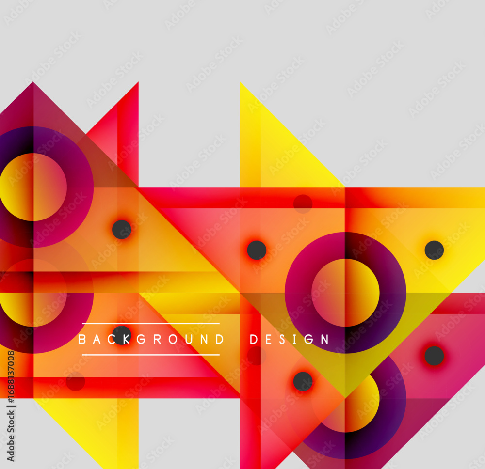 Poster Abstract geometric shapes overlap. Vibrant colors create dynamic composition. Modern design elements suggest innovation, energy.