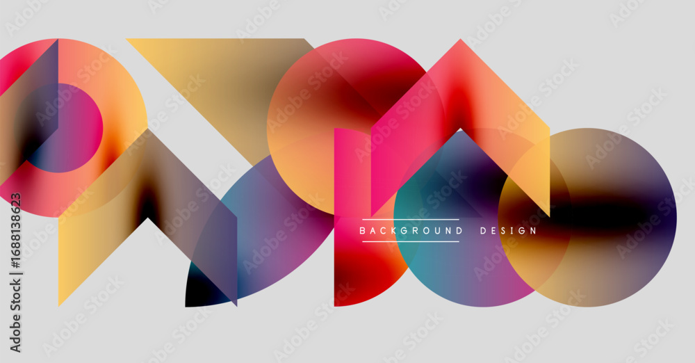 Aufkleber abstract colorful shapes overlap creating dynamic composition. gradient hues blend, forming modern d