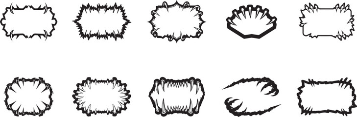 Creepy monster frame collection for horror themed design and Halloween event posters
