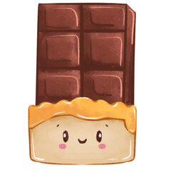 Watercolor cute chocolate bar illustration