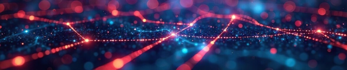 Obraz premium Futuristic Network Glowing Lines Forming Innovative Shapes, Representing Technological Advancement and Interconnectivity