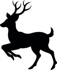 Jumping pose deer silhouette vector 