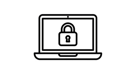 Laptop computer with padlock security icon.