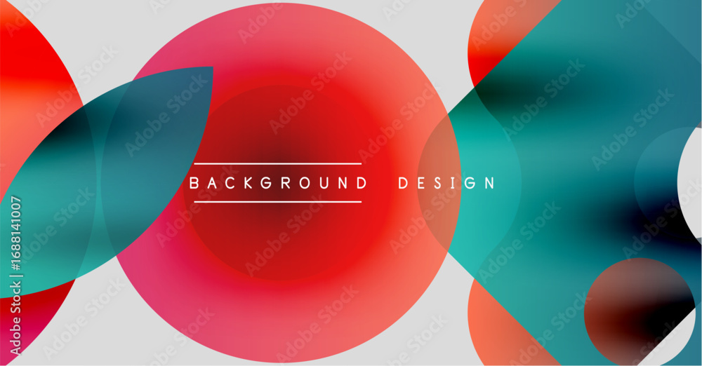 Aufkleber abstract geometric shapes overlap. red, teal, white colors blend. modern design elements create dyna