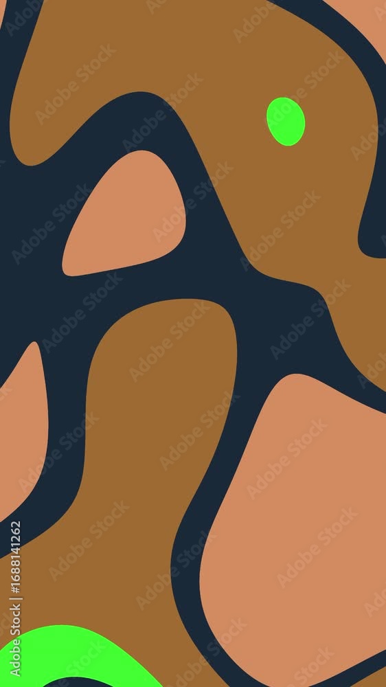 Poster dynamic abstract geometric forms evolving in earth tones and vibrant green accent