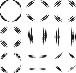 Wild claw marks graphic elements collection for fierce design projects and edgy themes