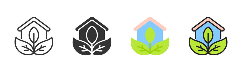 Green Building Icon Pack In Multiple Styles