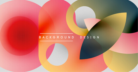 Abstract colorful circles overlap. Gradient hues create modern background design. Simple shapes, vibrant tones, visual harmony.
