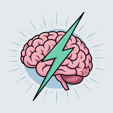 A visually striking image showing a brain intertwined with lightning bursts, representing the explosive potential of the human mind and the realm of thoughts and ideas.