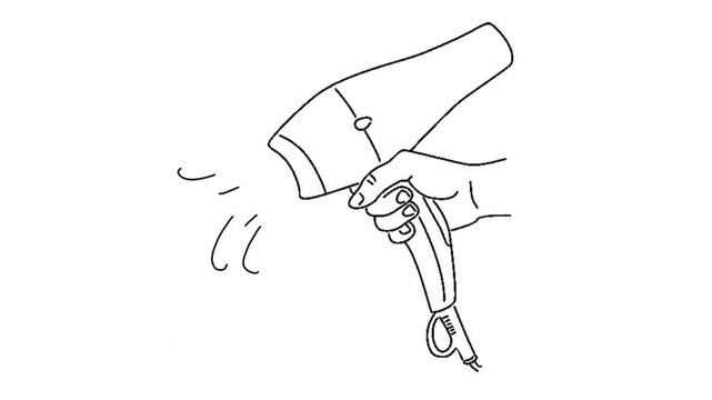 line art animation of hair dryer