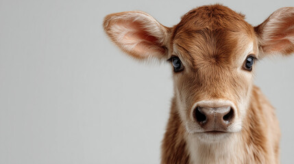 A photo of a brown deer looking straight ahead