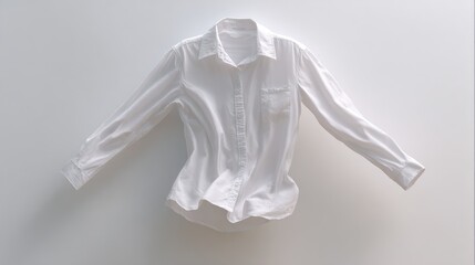 White shirt, laid flat, against white background