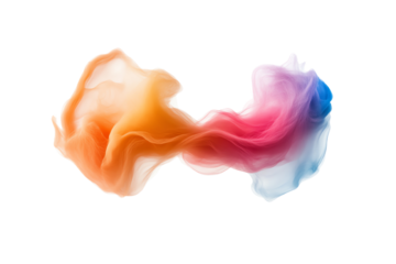 Abstract colorful smoke swirl on a white background for creative and artistic designs.