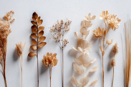 Arrangement of dried, beige and brown botanicals