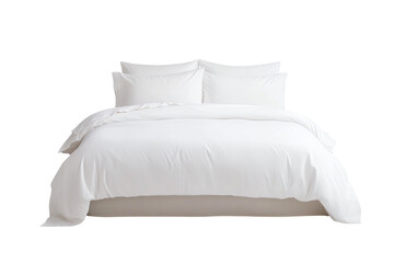 Cozy white duvet cover set with plump pillows on a neatly made bed, inviting relaxation and comfort.