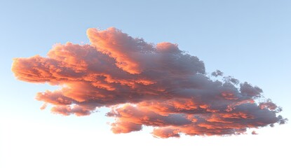 Large, vibrant orange-pink cloud against a pale sky