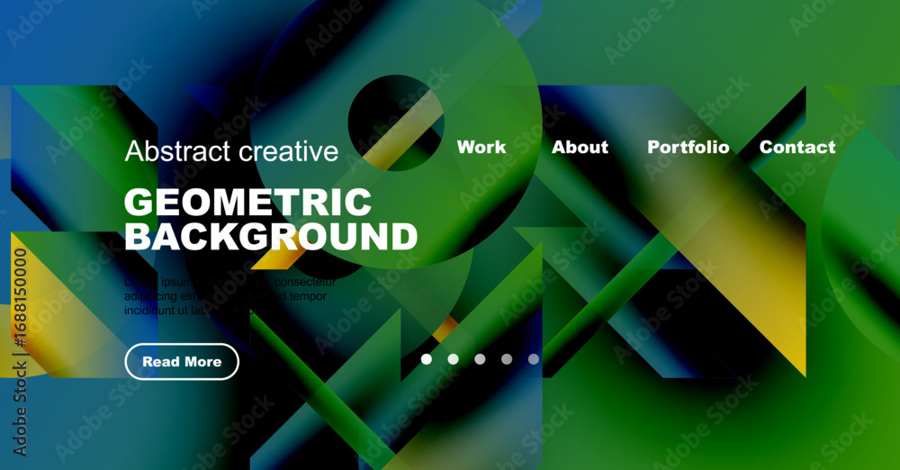Poster abstract geometric background design. vibrant colors, shapes create modern website header or banner.