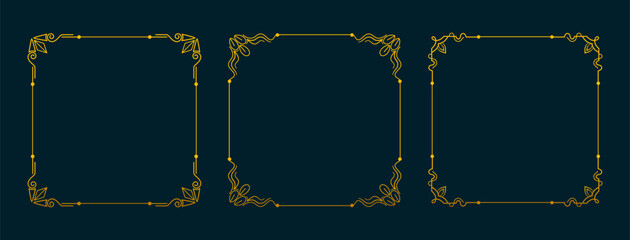 collection of three antique and elegant floral frame for royal invitation