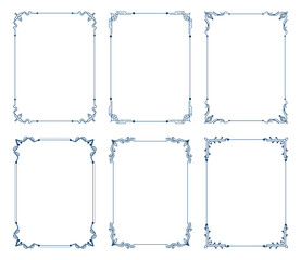 set of antique floral frame for royal wedding invitation or certificate