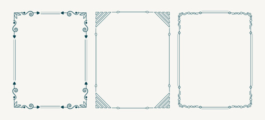 set of three old fashioned frame with vintage and classic look