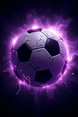 Naklejka premium Soccer ball on fire with dark background