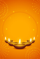 glowing diwali diya template with text space