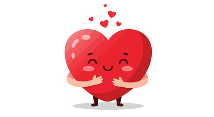 Adorable Cartoon Heart Hugging Itself with Love.