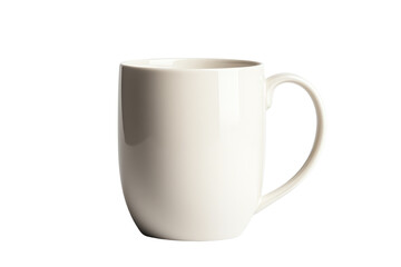 Obraz premium Plain white coffee mug isolated on a white background, perfect for showcasing designs or branding.