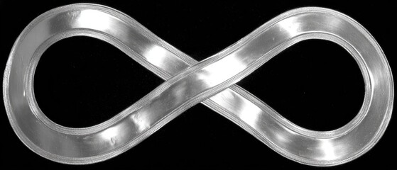 Silver infinity symbol, smooth, reflective, design
