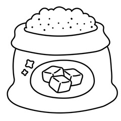 Bag of Sugar with Ribbon Doodle Illustration
