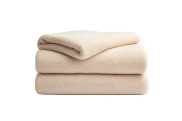 Soft beige blanket stacked neatly, perfect for adding warmth and comfort to any space.