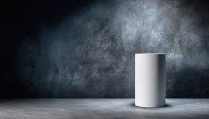 Empty cylinder on dark backdrop