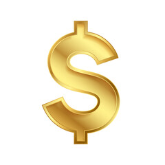 3d style golden USD dollar sign design