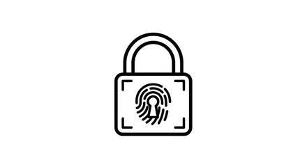 Digital Security Padlock with Fingerprint Icon.