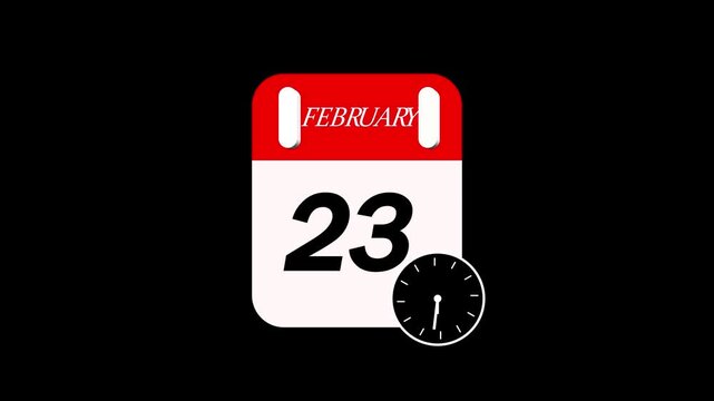 day date 23 january concept template calendar page animation concept.deadline concept. calendar and alarm clock animation.