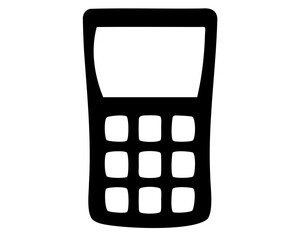 Stylized icon of a landline phone with screen and number keypad