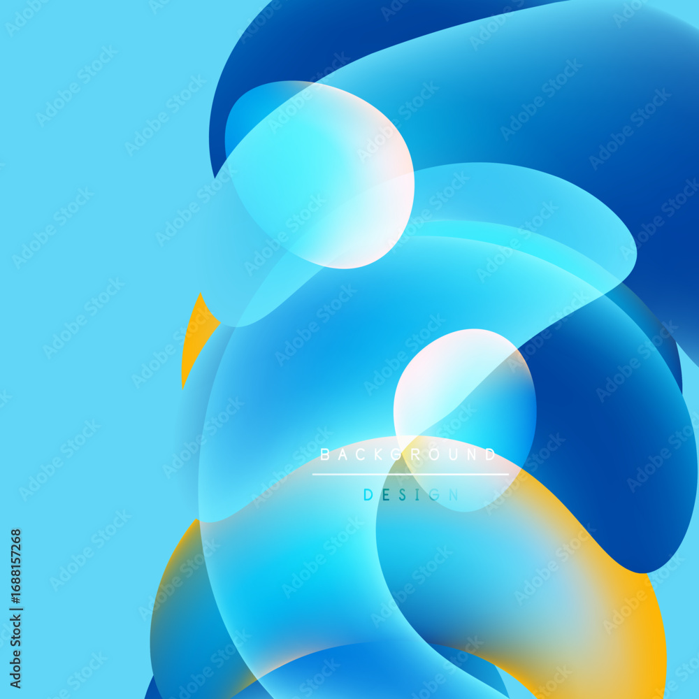 Aufkleber abstract blue background. overlapping translucent shapes create dynamic visual effect. orange accent