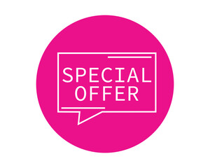 Special Offer Pink Vector Bubble Badge, Discount Sale Promotion Tag