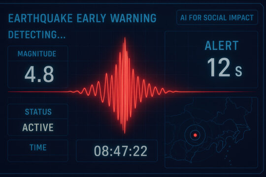 Earthquake early warning system detects magnitude 4.8 with active status alert in 12 seconds using ai for social impact technology