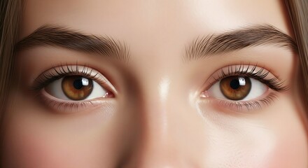 Fototapeta premium Closeup of a womans beautiful brown eyes with long lashes and wellgroomed eyebrows
