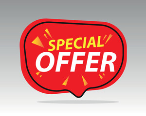 Special Offer Red Bubble Vector Label with Explosive Effect, Discount Sale Promotion Badge
