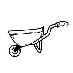 hand drawn illustration of wheelbarrow