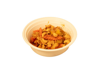 Cooked Food in White Bowl. Savory Meal Portion Ready to Eat on a Clean Background. PNG
