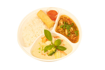 Indian mini meal parcel platter, combo thali with chole Masala