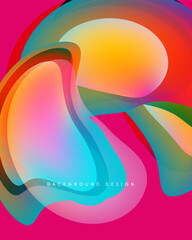 Abstract colorful waves overlap, creating vibrant fluid shapes. Bright gradients blend seamlessly, forming dynamic background design.