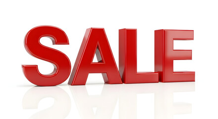 Red Sale Sign on White Background
